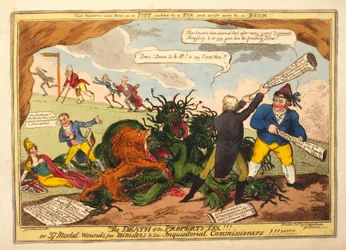 Der Tod der Grundsteuer!! oder 37 tödliche Wunden für Minister und die Inquisitionskommissare, veröffentlicht 1816